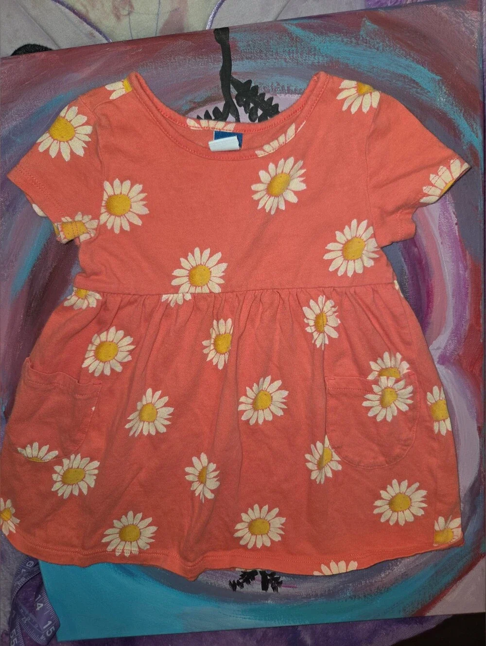 Baby Bgosh Pink W/ Golden Flowers Romper & Orange Dress White Daisys